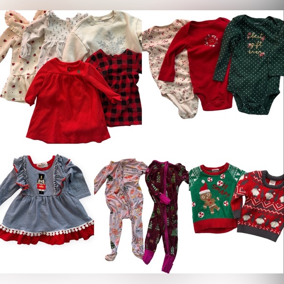 Little Sleepies Other - Baby Girl Christmas Bundle Lot 9-12M - 16 pieces